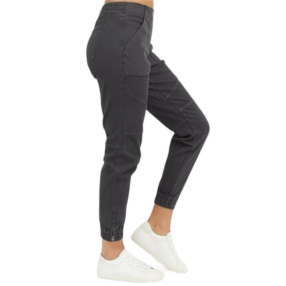 Spanx Stretch Mid Rise Twill Joggers in Washed Black Size Medium - Picture 10 of 13